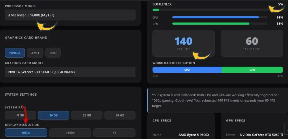 Best CPU for RTX 5060 Ti- No Bottleneck Picks 2 5 9600 at 1080 for 5060ti
