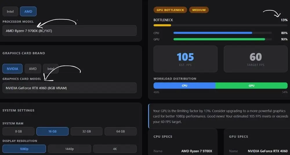 9800X3D vs 9700X- Which CPU Makes a More Balanced Build 2 7 9700 with 4060 1