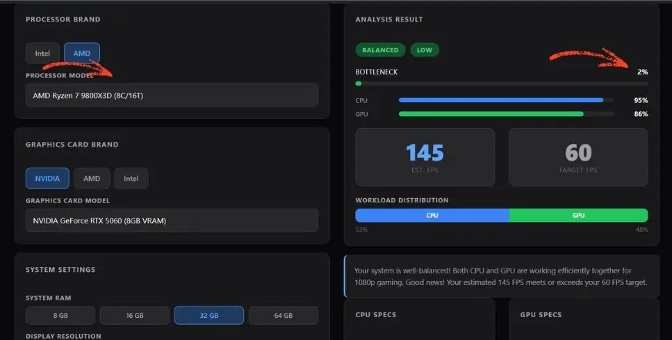 Best CPU for RTX 5060 With Zero Bottleneck 2 screenshot 5060