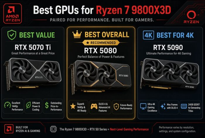 Best GPU for Ryzen 7 9800X3D in 2026-5 GPUs Worth Buying 2 best gpu for 7 9800