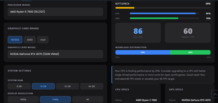 Ryzen 5 7600 + RTX 4070- Bottleneck or Perfect Match? 3 openworld